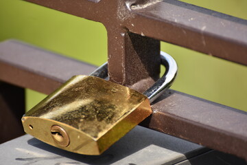 Love Lock Golden Padlock Hanging