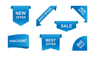 Set of Blue ribbon and banner with Special Offer. Discount banner promotion template. Vector EPS 10