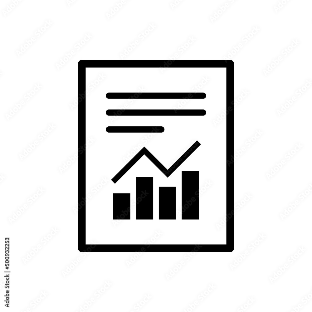 Poster report text file icon in flat style. document with chart symbol. accounting sign. vector illustratio