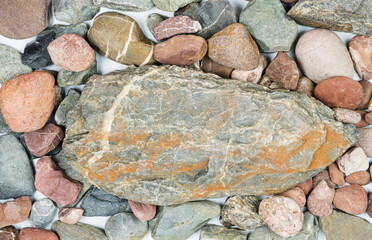 Background images of rocks of various sizes, river rocks, and mountain rocks - top view.