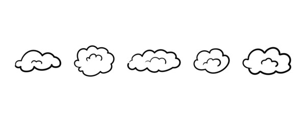 Hand-drawn clouds in linear style on a white background. Vector illustration EPS 10
