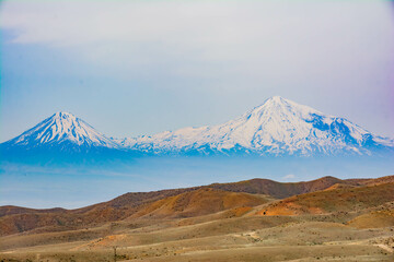 Obraz premium A beautiful mountain with snowy peaks. Mount Ararat