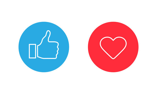 Thumbs Up And Heart, Social Media Icon, Empathetic Emoji Reactions. Vector Illustration EPS 10