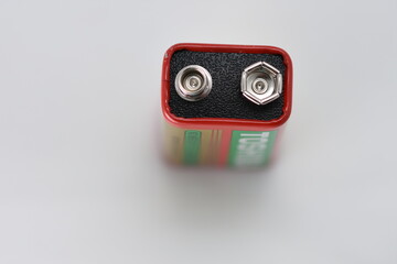 Nine-volt battery. 9V