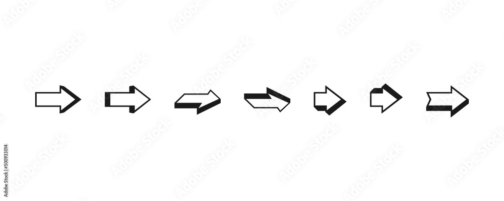 Poster arrows set in a simple style in black on a white background. arrow icons. arrows symbol in different