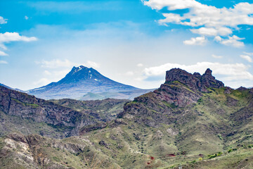 Amazing nature with beautiful mountains and rocks. Mountain range and blue sky