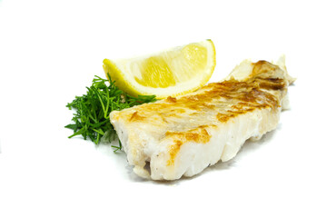 grilled redfish fillet isolated on a white background