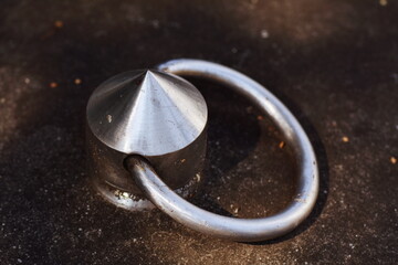 
silver ring on grave of cemetery