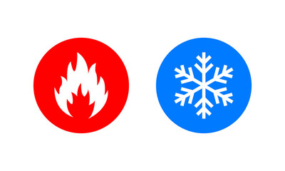 Symbol of warmth and cold. Heat and cold sign. Freezing and fire icon. Vector EPS 10