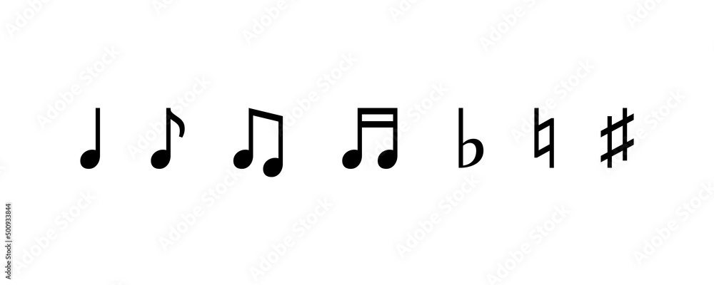 Poster musical notes and notation set isolated on white background. vector eps 10