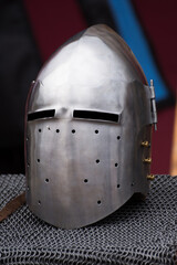 Fototapeta premium Iron helmet of the medieval knight