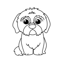 Vector illustration dog isolated on white background. For kids coloring book