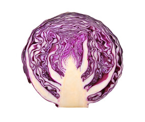 Obraz premium Half of red cabbage on white background. top view