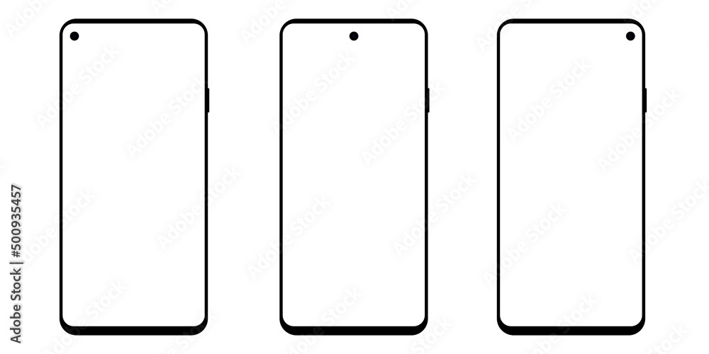 Poster a set of smartphone screens with different camera locations. vector eps 10