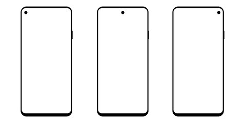 A set of smartphone screens with different camera locations. Vector EPS 10