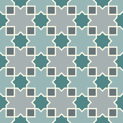 Seamless arabic ornament. Moroccan stars and crosses motif. Arabesque traditional pattern with mosaic tile.