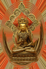 Fototapeta na wymiar The Buddha of Unfailing Success statue Amoghasiddhi statue, One of the Five Transcendent Buddhas, 17th Century, Kathmandu, Nepal