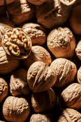 Whole walnuts,close up food background
