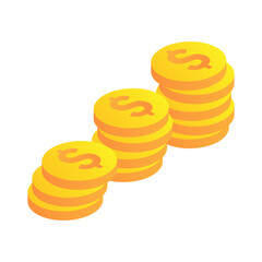 Coin icons. A stack of gold coins. Vector illustration. EPS 10