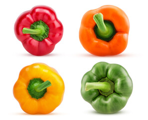 Set green, red, orange, yellow bell pepper
