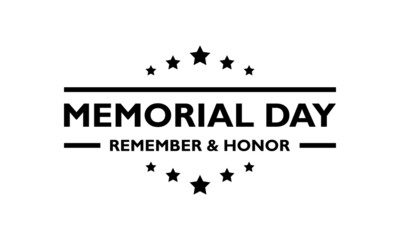 USA Memorial Day logo black on a transparent background. Stock vector. EPS10