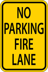 No Parking Fire Lane Sign On White Background