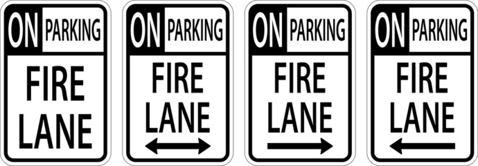 No Parking Fire Lane Sign On White Background