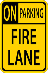 No Parking Fire Lane Sign On White Background