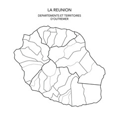Vector Map of the Geopolitical Subdivisions of the French Department of La Réunion with Arrondissements, Cantons and Municipalities as of 2022 - Outremer - France