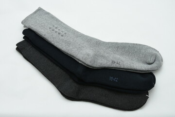  Three pair of male socks isolated on a white background