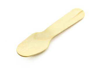 Small wooden spoon isolated on white background
