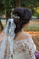 Wedding dress ,detail, the bride seen from behind