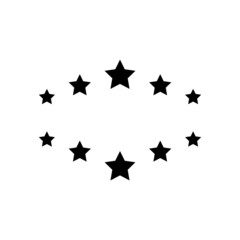 5 black stars are arranged in an arc on a transparent background. Stock vector