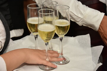  champagne glasses at wedding