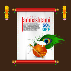 Janmashtami special offer design with festive elements