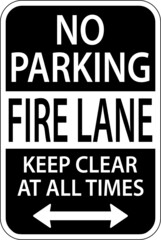 Fire Lane Keep Clear At All Times Sign On White Background