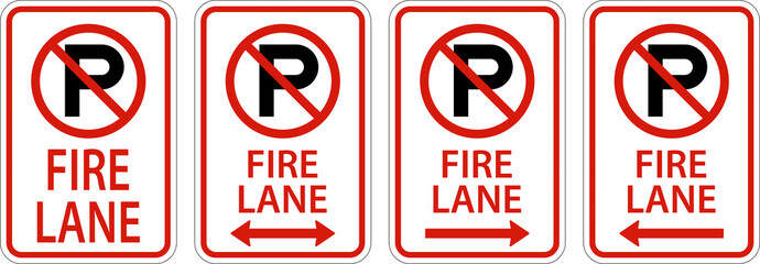 No Parking Fire Lane Sign On White Background