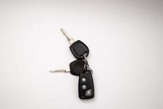 Car keys on white background