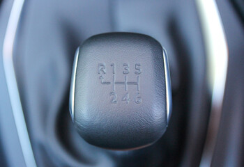 Manual gear shift lever with leather top