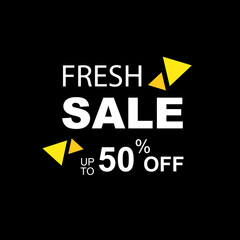 Fototapeta na wymiar Sale banner in black and yellow. Fresh sale. Discounts up to 50 percent. Black Friday. Prices reduced. Vector EPS 10