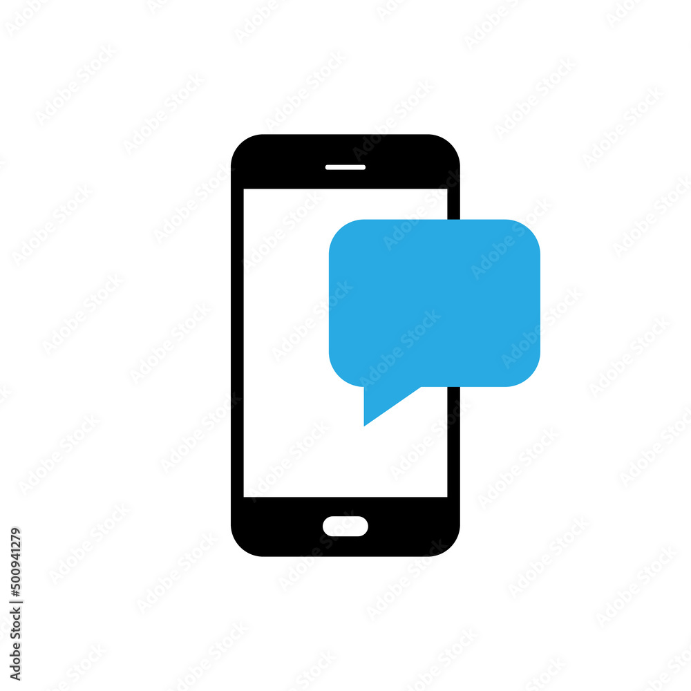 Poster notification message on the smartphone. sms in the form of speech balloon on the smartphone screen. 