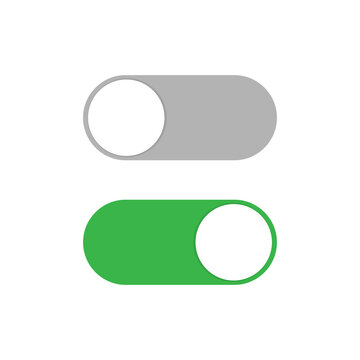 Power ON OFF Switch slider button in gray and green colors. Vector illustration EPS 10