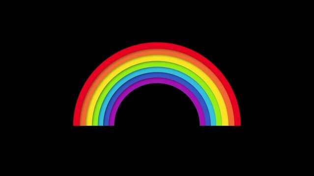 Animation of the appearance of rainbow from the balls. Rainbow for hope and wish generate the mood of optimism. Everything will be fine. Summer symbol. Template for design or background for children