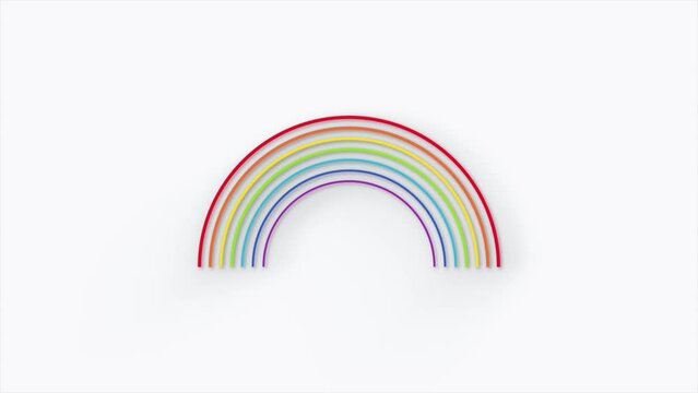 Animation of the appearance of rainbow from the balls. Rainbow for hope and wish generate the mood of optimism. Everything will be fine. Summer symbol. Template for design or background for children