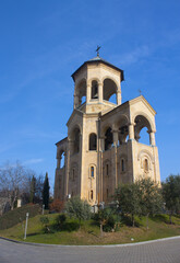 Fototapeta na wymiar Bell tower of Holy Trinity Cathedral in Tbilisi (Sameba church), Georgia