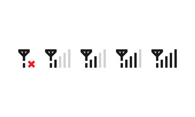 Mobile communication level symbol set antenna icon. Vector EPS 10