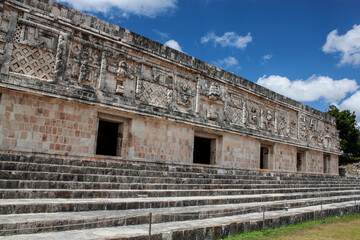 The Nunnery Quadrangle buildings of the archeological site in Uxmal, near Mérida. Ancient Mayan...