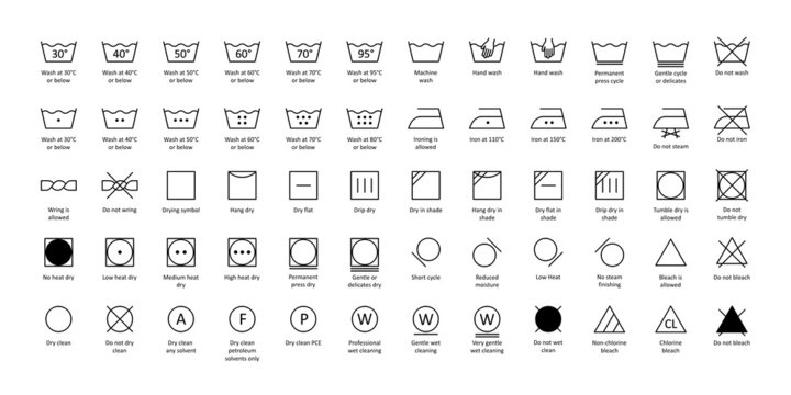 Laundry wash icons set editable stroke. Vector