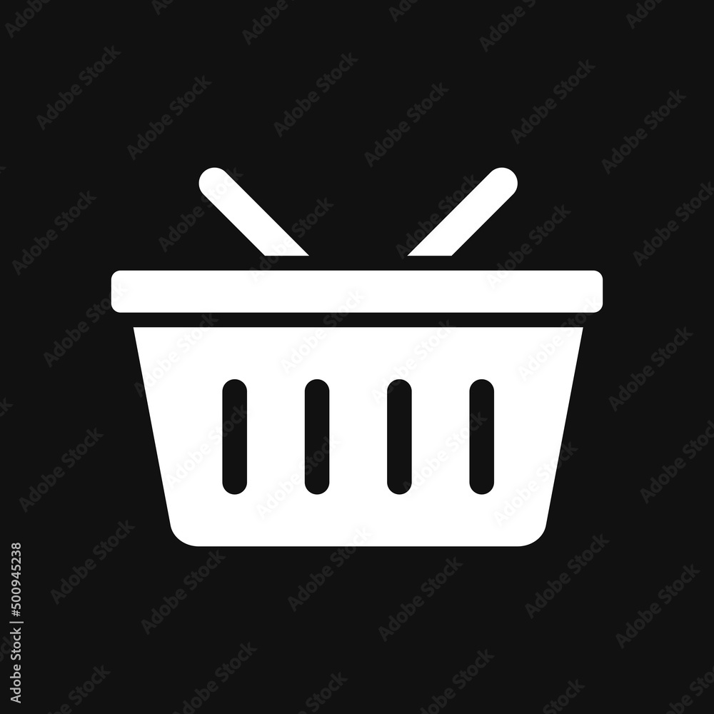 Poster shopping basket icon on grey background