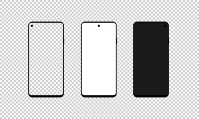 Smartphone blank screen set on transparent background. Vector EPS 10